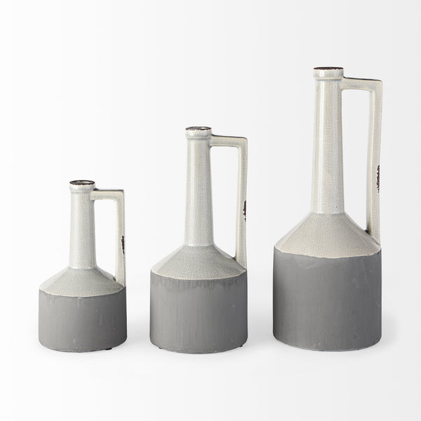 Burton 14.2H Medium Two Tone Gray Ceramic Jug Vase