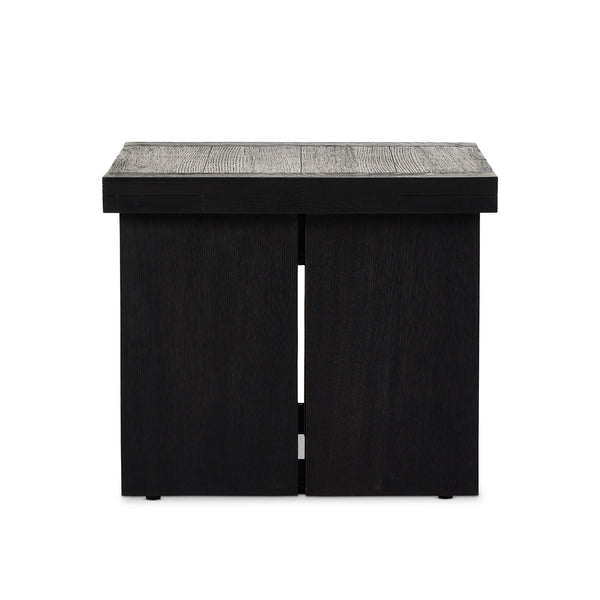 Warby End Table in Worn Black Oak