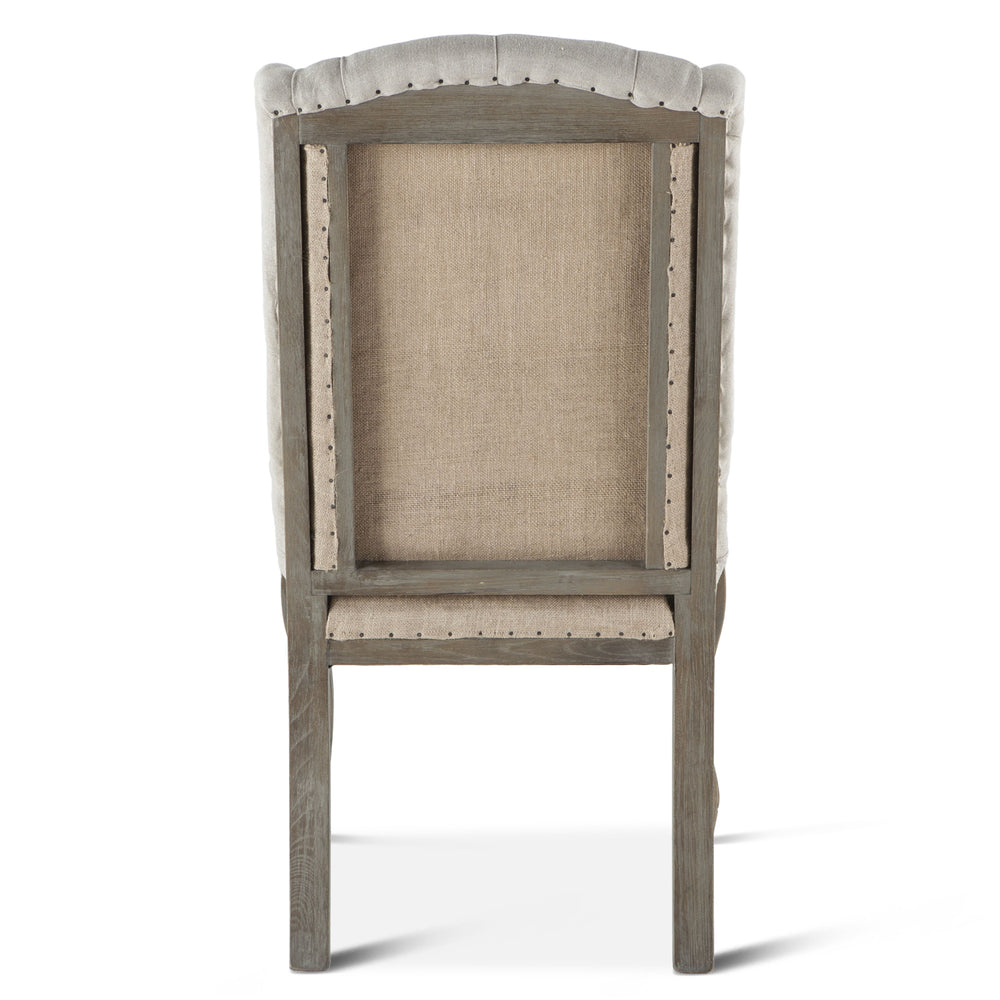 Satine Off-White Tufted Linen Dining Chair
