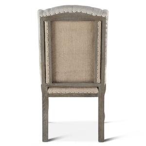 Satine Off-White Tufted Linen Dining Chair