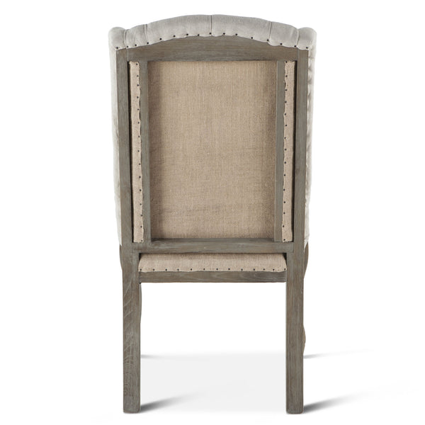 Satine Off-White Tufted Linen Dining Chair