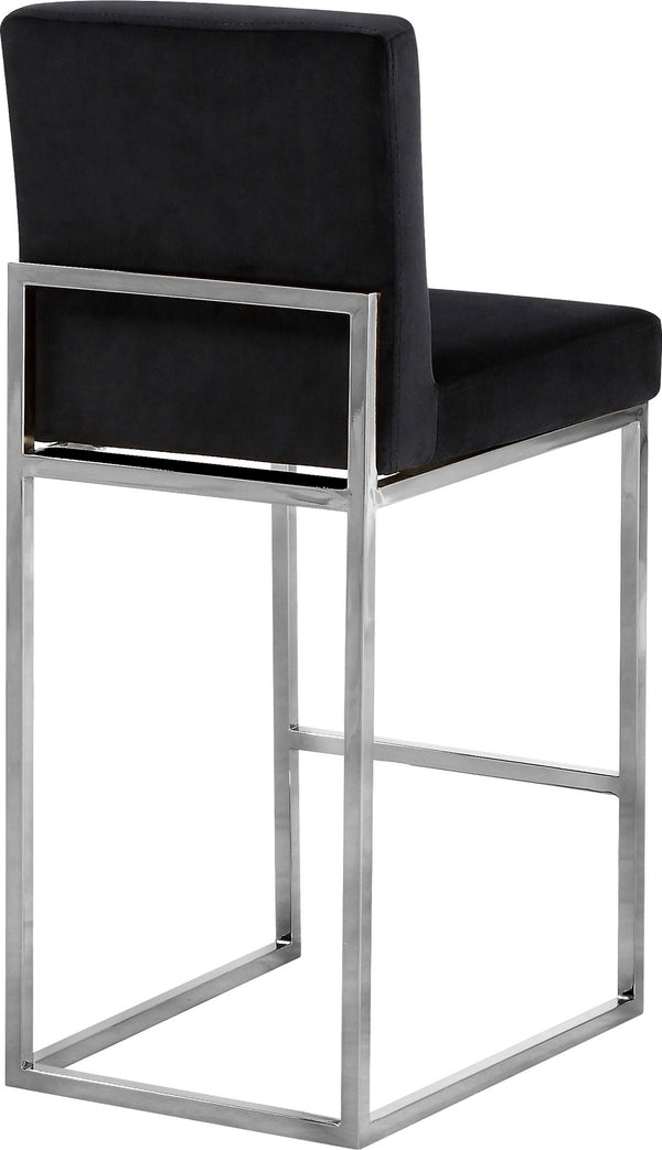 Joanna Stool In Black Velvet and Chrome