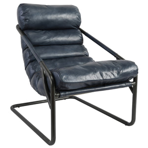 Jackson Ocean Blue Leather Accent Chair with Metal Frame