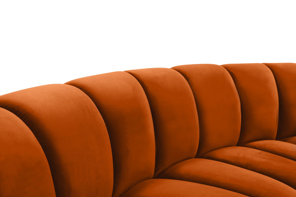 Lynda 3pc. Modular Sectional In Cognac Velvet