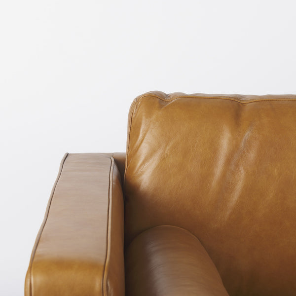 Svend 65.0L x 38.0W x 34.0H Tan Leather Love Seat Sofa