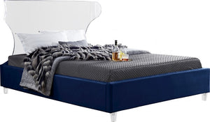 Levi Twin Bed In Navy Velvet