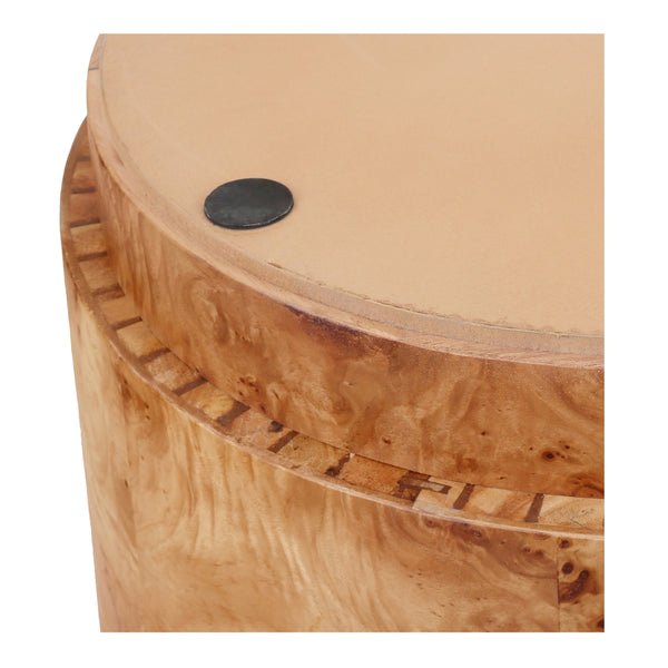 Arsenio Burl Wood Round Side/End Table, Natural Burl