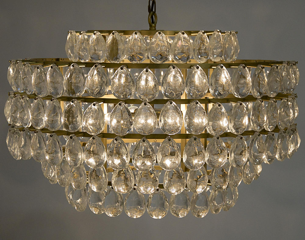 Linden Chandelier, Antique Brass, and Black Steel