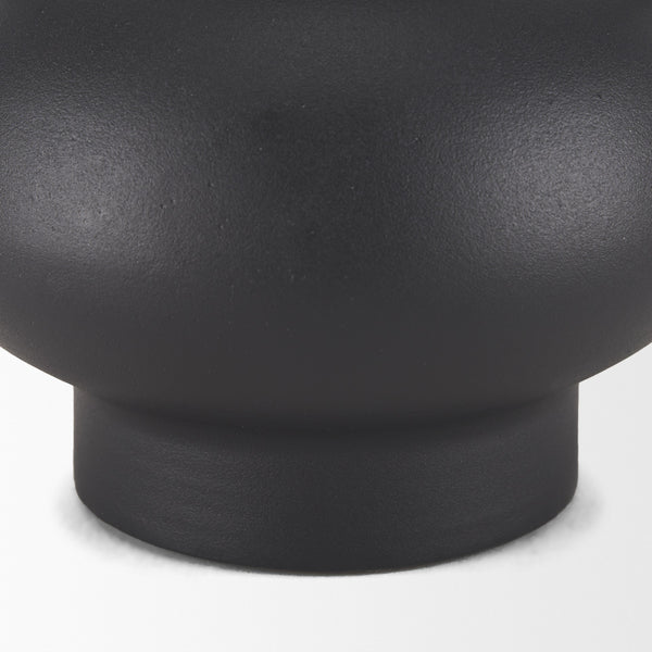 Tasya Large Matte Black w/ Handles Metal Vase