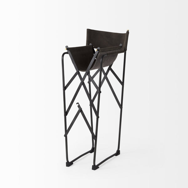 Direttore 19.3L x 19.3W x 40.2H Brown/Gray Suede W/ Metal Frame Counter Stool