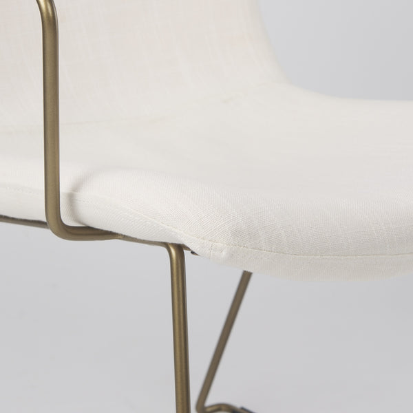 Sawyer Cream Fabric Wrap Gold Metal Frame Dining Chair