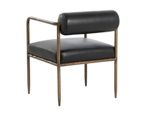 AJANI DINING ARMCHAIR - CHARCOAL BLACK LEATHER