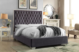 Priscilla King Bed In Grey Velvet
