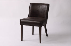 Buddy 20" Dining Chair, Dark Brown Leather, Matte Brown Legs