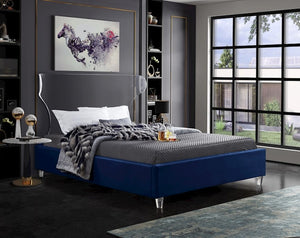 Levi Twin Bed In Navy Velvet