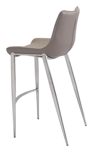 Magnus Barstool (Set of 2) Brown & Silver