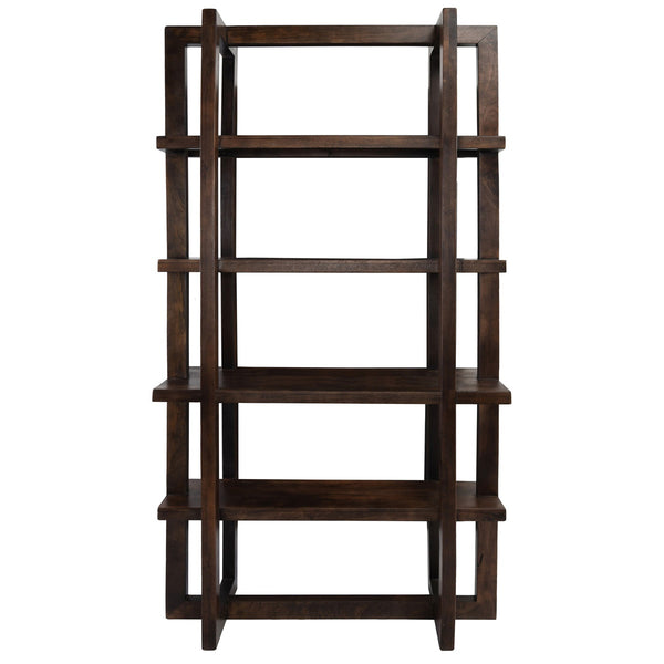 Sydney Solid Mango Wood Bookcase - Bark Brown