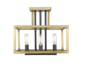 Quadra 4 Light Semi Flush Mount in Olde Brass + Bronze Finish
