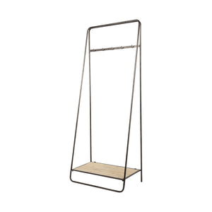 Carell 31L x 18W Black Metal And Wood Shelf Hall Tree