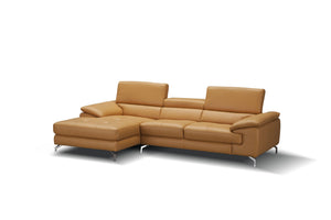 Jett Italian Leather Mini Sectional Left Facing Chaise in Freesia