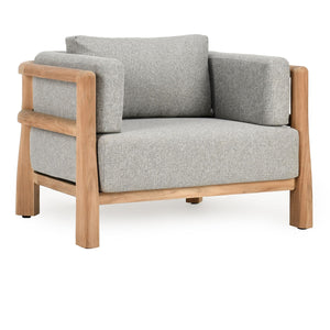 Aston Outdoor Accent Chair with Teak & Olefin - Natural/Gray