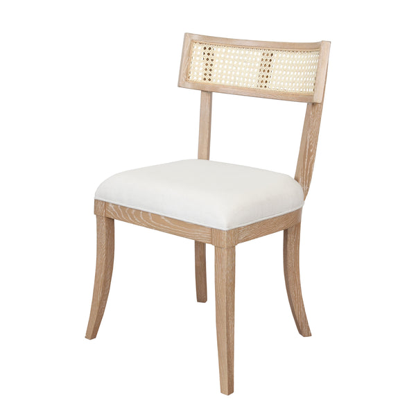 KLISMOS DINING CHAIR WITH CANE DETAIL IN CERUSED OAK