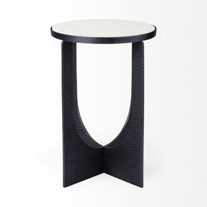 Preston 23"H White Marble Top w/ Matte Black Metal Accent Table
