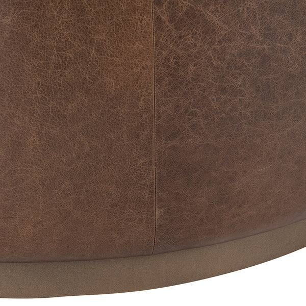 Clair Leather Round Coffee Table - Cocoa Brown