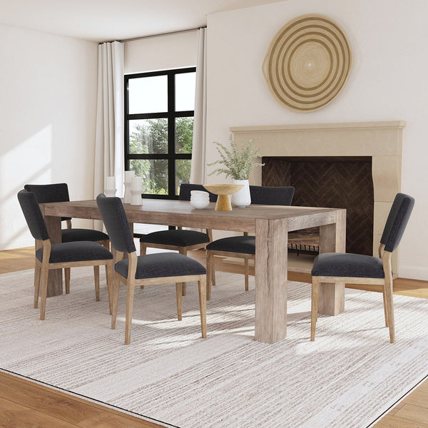 Phillip Upholstered Dining Chair Set of 2 - Linen Blend, Wood Frame