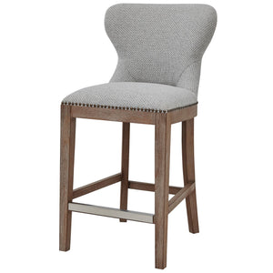 Dorsey Fabric Counter Stool Drift Wood Legs In Cardiff Gray 