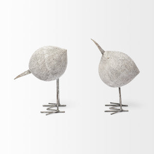 Snipe II 6L x 6W Off-White Resin Bird Ornament W/ Metal Feet