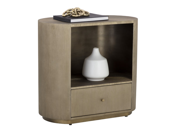 SIENA NIGHTSTAND - OVAL - ANTIQUE BRASS