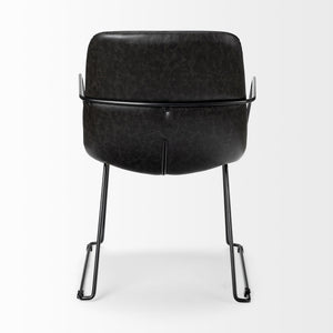 Sawyer II Black Faux-Leather Seat Black Iron Frame Dining Chair