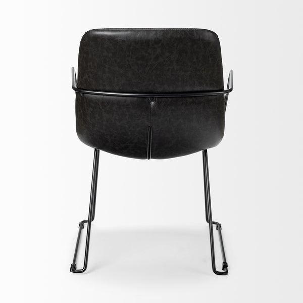 Sawyer II Black Faux-Leather Seat Black Iron Frame Dining Chair