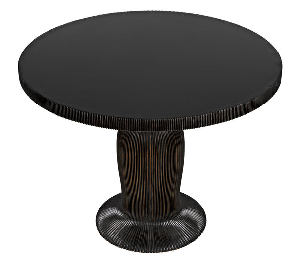 Portobello Dining Table, Hand Rubbed Black with Light Brown Trim