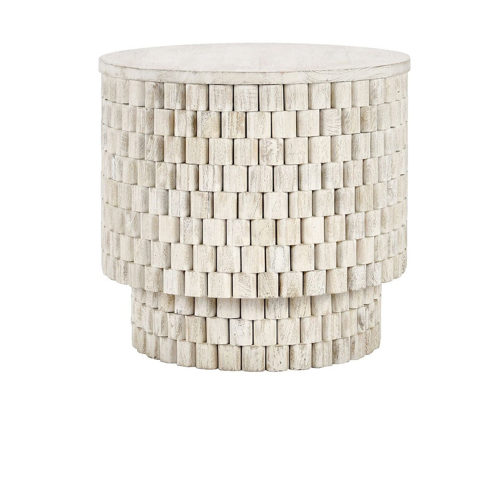 Norwood Solid Wood Round End Table - Coastal White