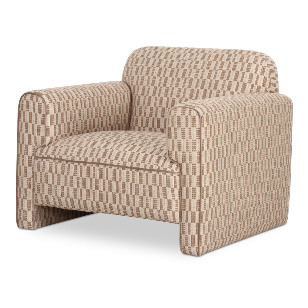 Leo Accent Chair in Taupe with Geometric Pattern