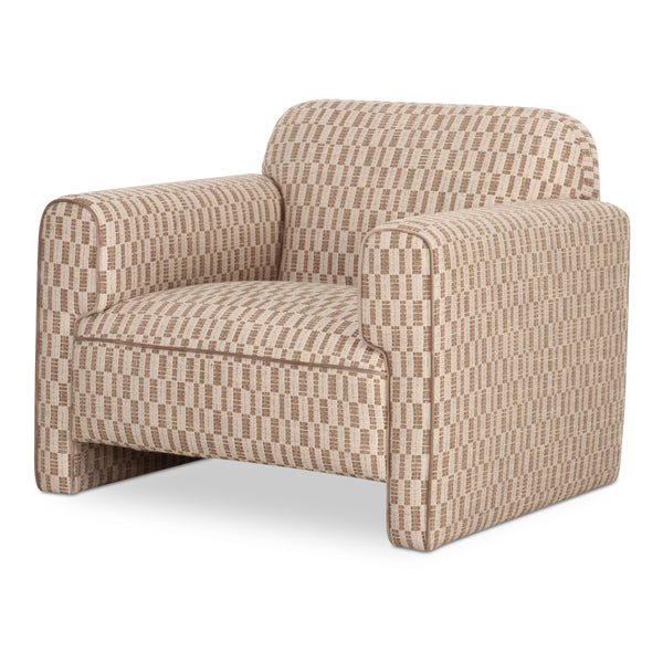 Leo Accent Chair in Taupe with Geometric Pattern