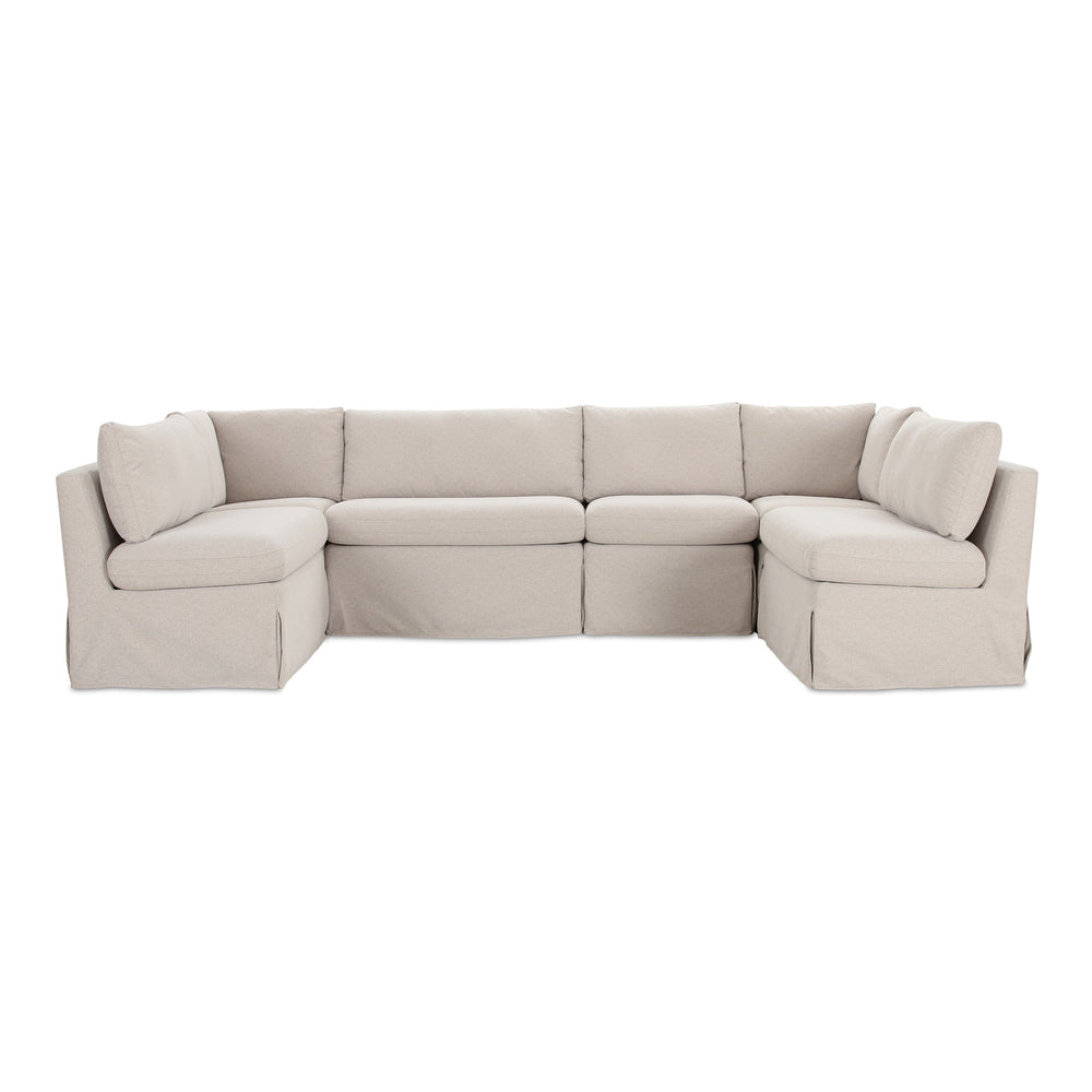 Fable Slipcover U-Shape Dining Banquette Beige 121"