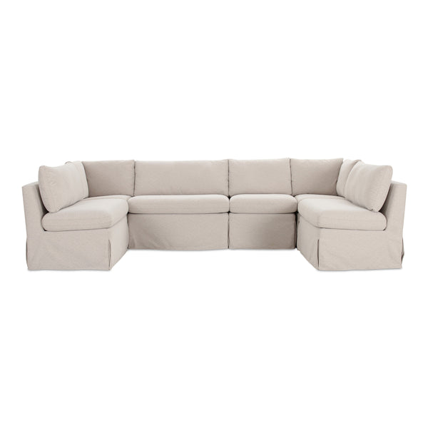 Fable Slipcover U-Shape Dining Banquette Beige 121"