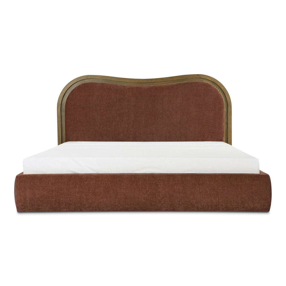 Camilla King Bed in Chestnut with Wave Design