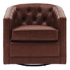 Walsh Top Grain Leather Swivel Arm Chair In Garrett Brown