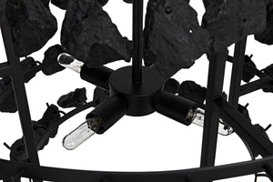 Vulcan Chandelier, Black Steel with Black Glass