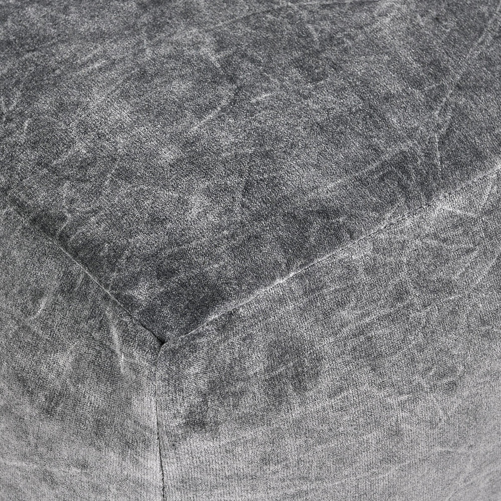 Heirloom Velvet Pouf with Stonewashed Cover