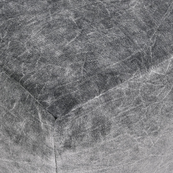 Heirloom Velvet Pouf with Stonewashed Cover