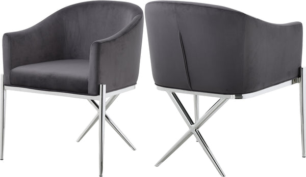 Doris Dining Chair In Grey Velvet and Chrome