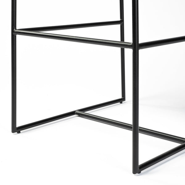 Stamford 40" Total Height Black Leather Seat w/ Wood Back, Metal Frame Bar Stool