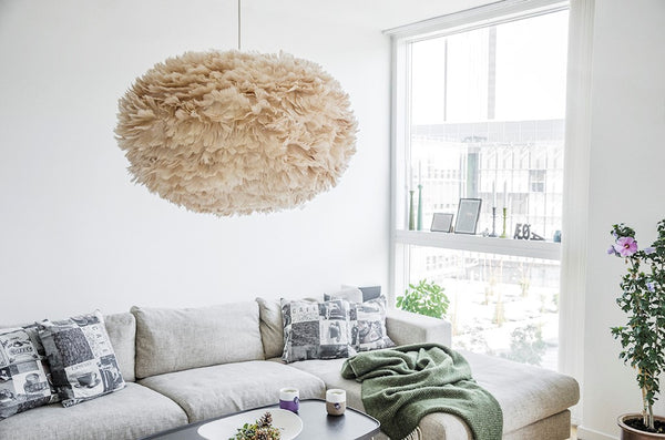 Eos XL Hardwired Pendant in Light Brown with Black Cord