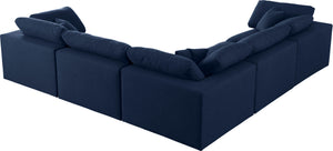 Carmen Cloud Modular Sectional In Navy Linen Fabric