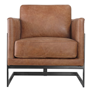 Luxley Club Chair in Top-Grain Leather Brown